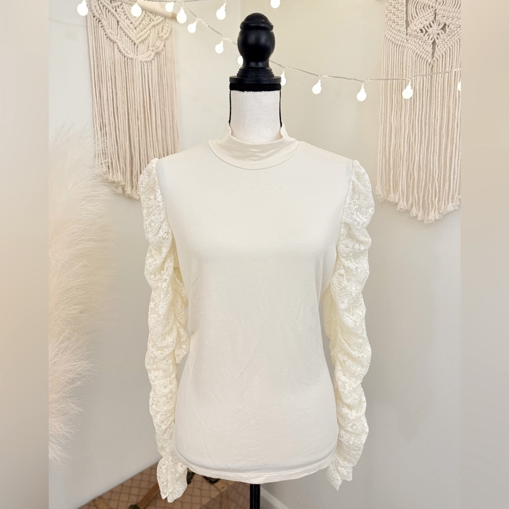 🌾 Maeve Cream‎ Lace Long Sleeve Top
